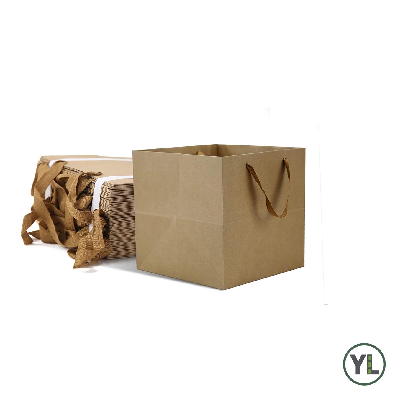 10" x 10" x 10" Kraft Paper Bag (Ribbon Handles)