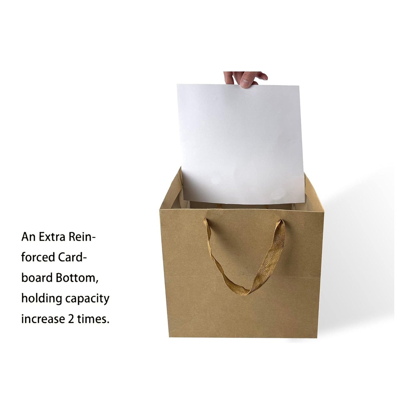 10" x 10" x 10" Kraft Paper Bag (Ribbon Handles) thumbnail 4