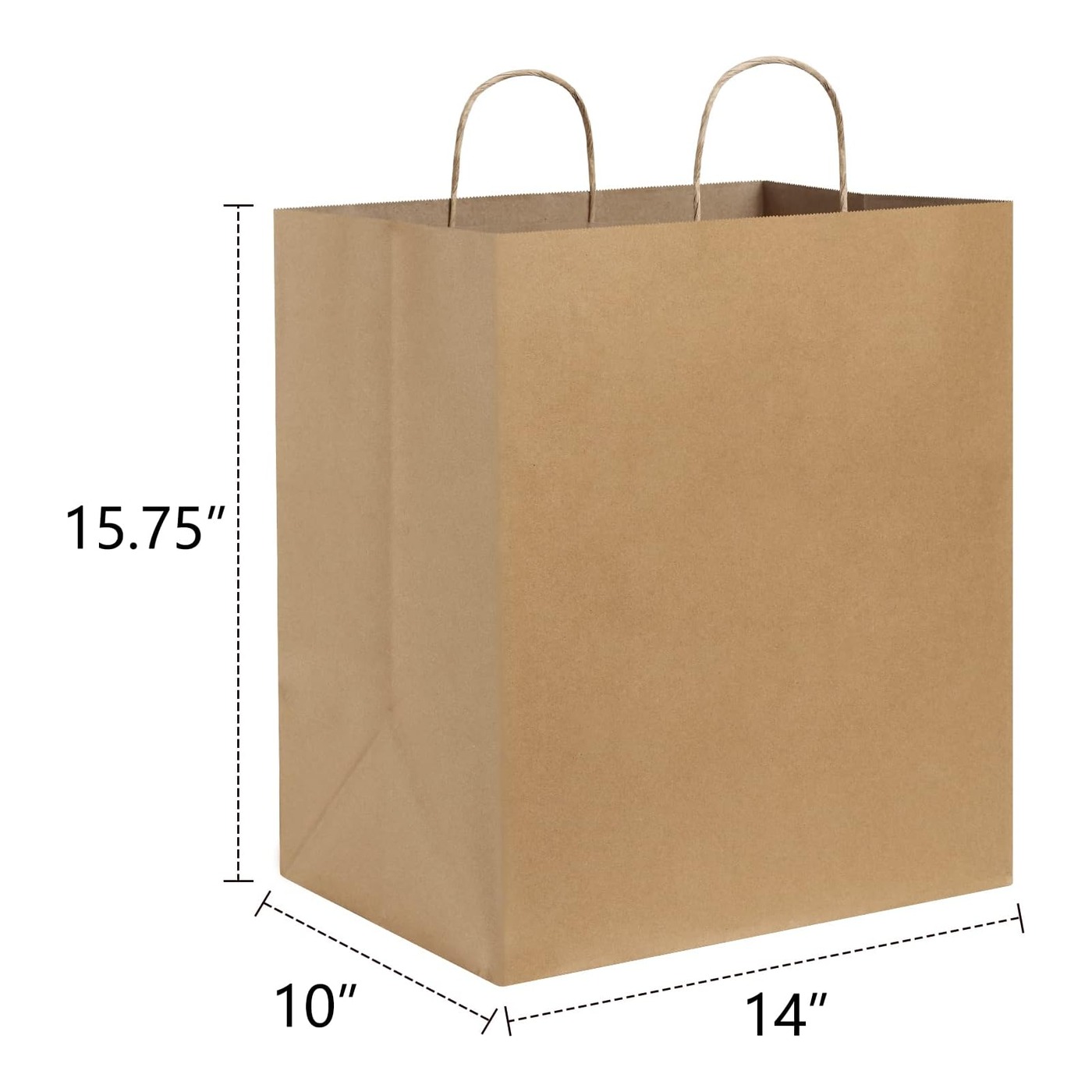 14" x 10" x 15.75" Kraft Paper Takeout Bag (Twisted Handles) thumbnail 2