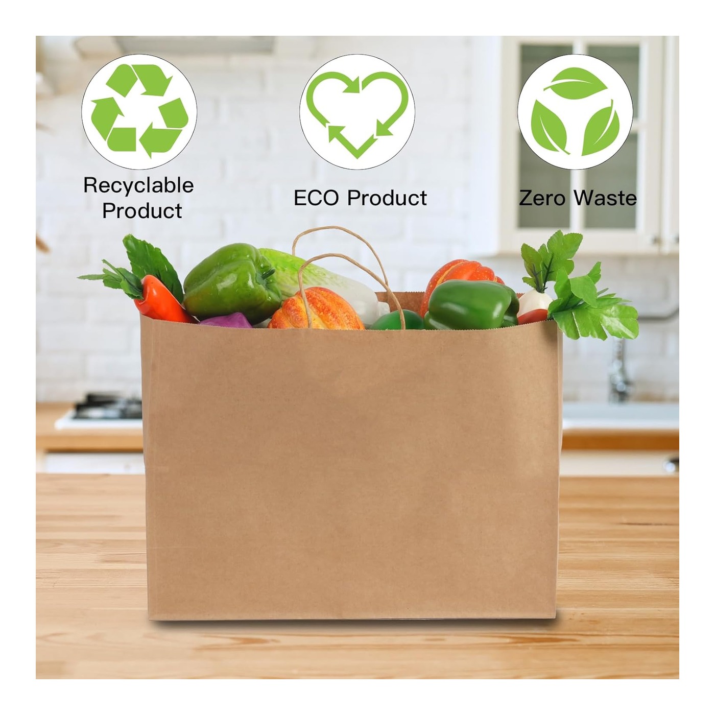 16" x 6" x 12" Kraft Paper Takeout Bag (Twisted Handles) thumbnail 4