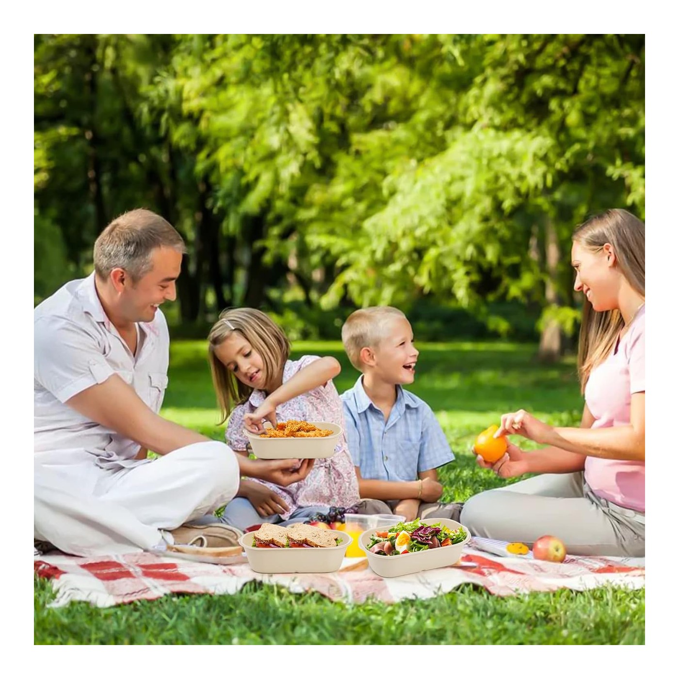 33oz Rectangular Bagasse Bowl Set (PP Lid) thumbnail 4
