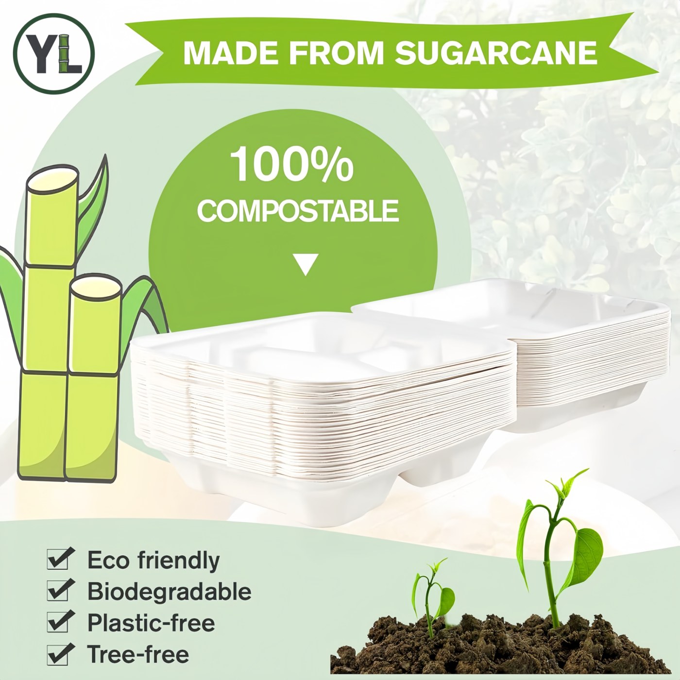 8" x 8" 3-Comp Clamshell thumbnail 4