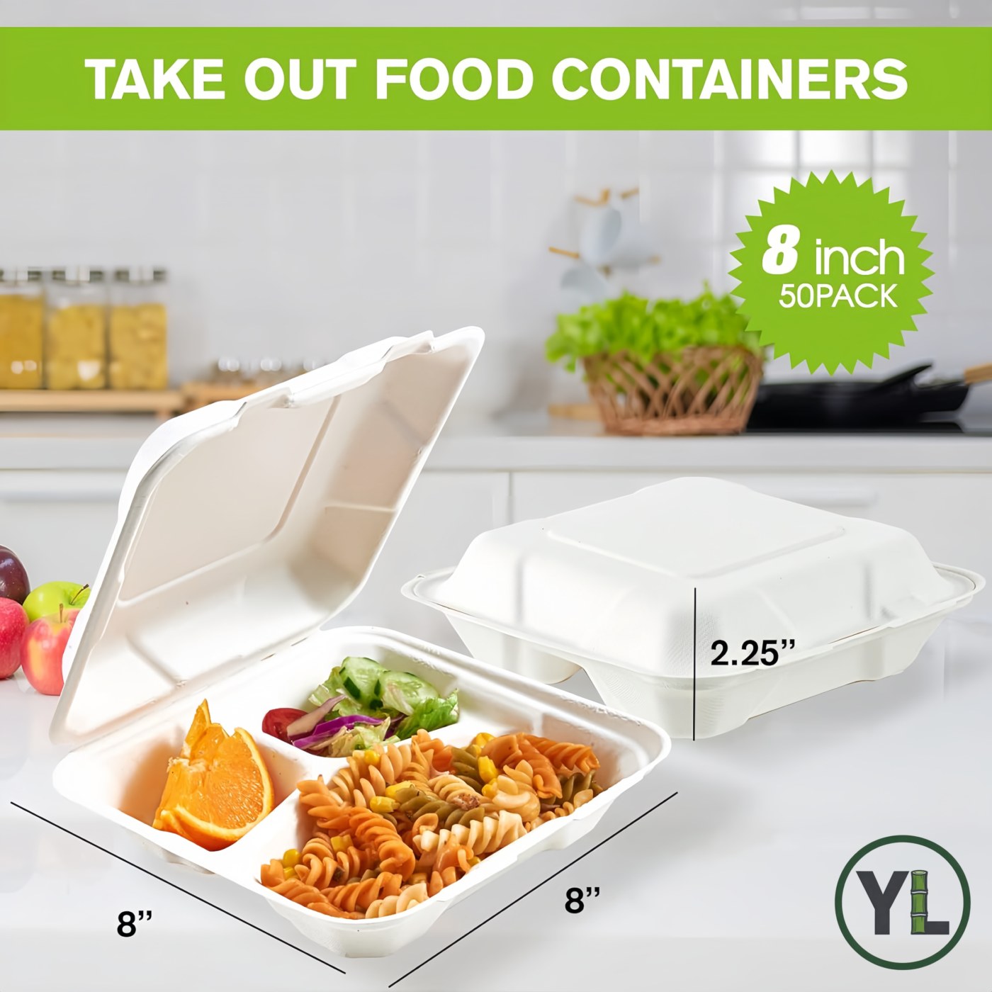 8" x 8" 3-Comp Clamshell thumbnail 7