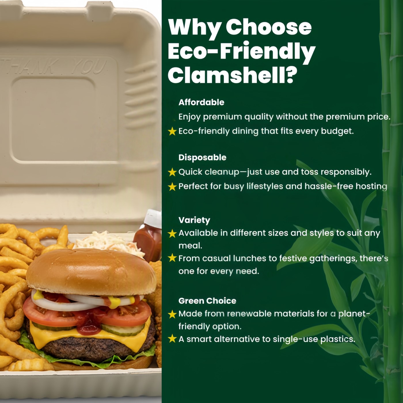 9" x 9" Heavy Duty Clamshell (Natural) thumbnail 4