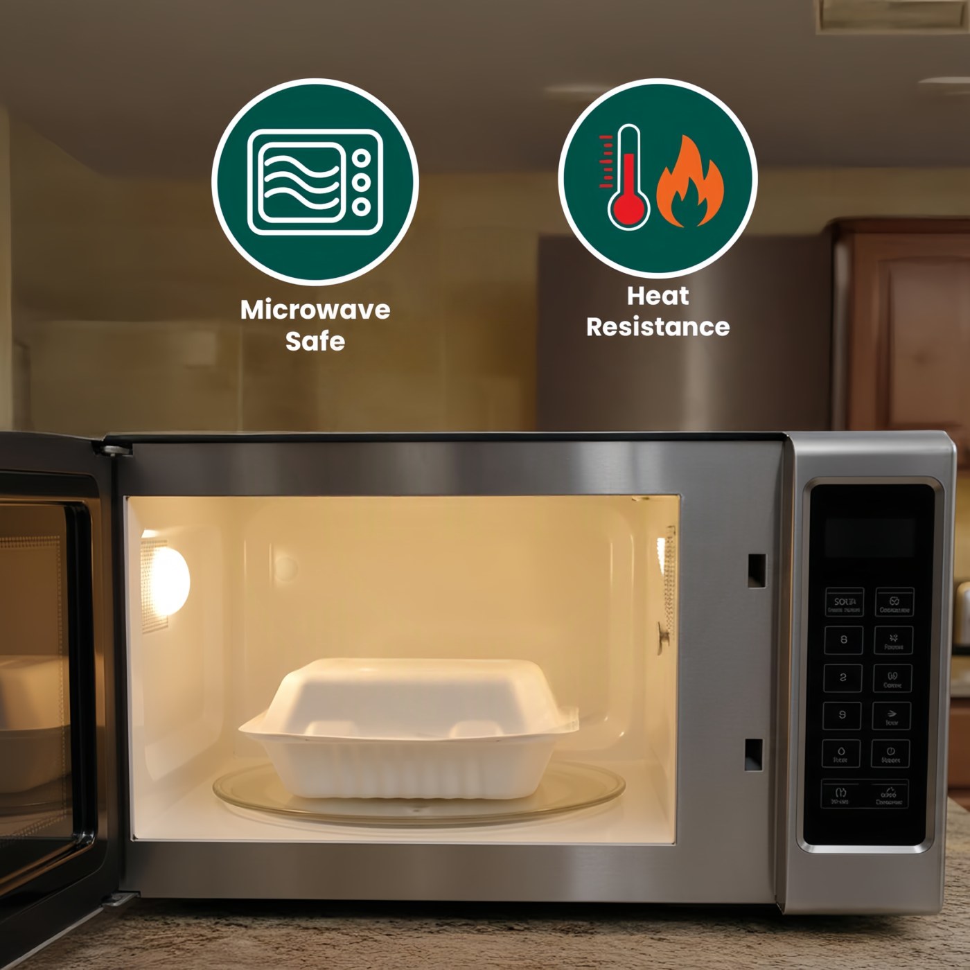 9" x 9" Heavy Duty Clamshell (Natural) thumbnail 6