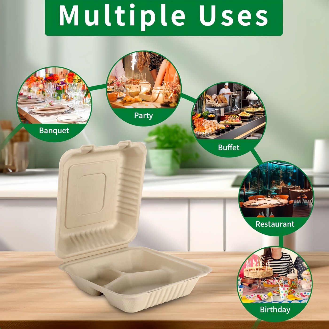 9" x 9" 3-Comp Clamshell thumbnail 4