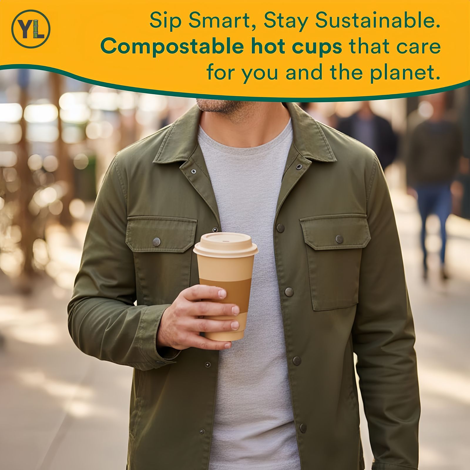 16oz Bagasse Hot Cup Set (Lids + Sleeves) thumbnail 6