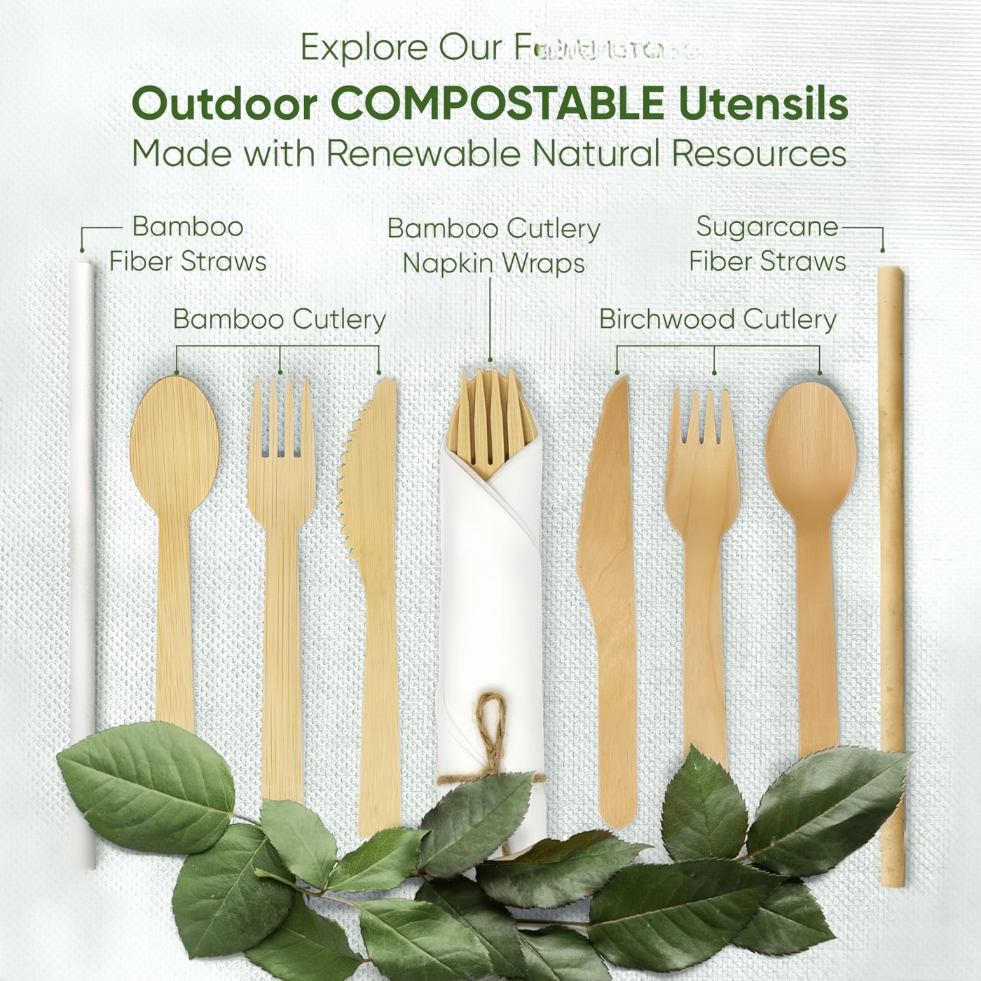 Bamboo Cutlery Kit (with Napkin) thumbnail 2