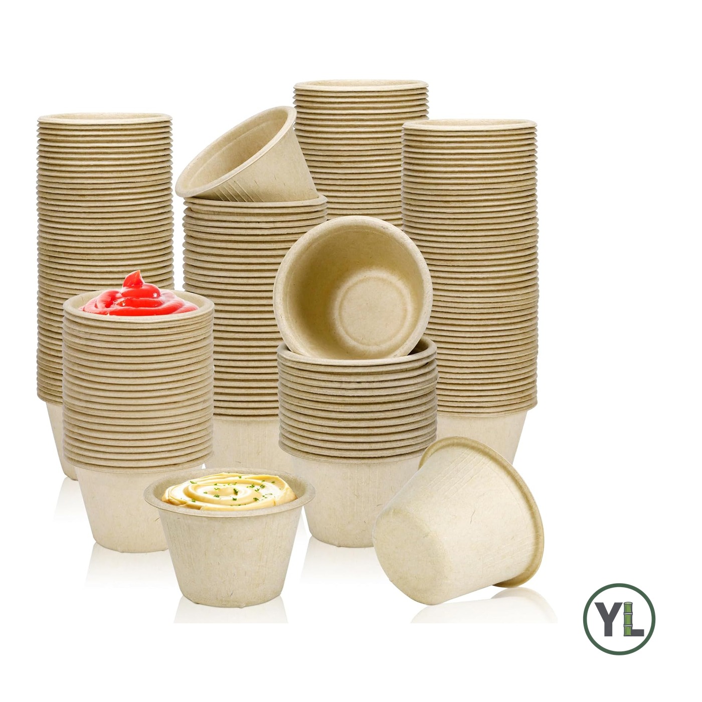 4oz Bagasse Portion Cup Set (Fiber Lids)