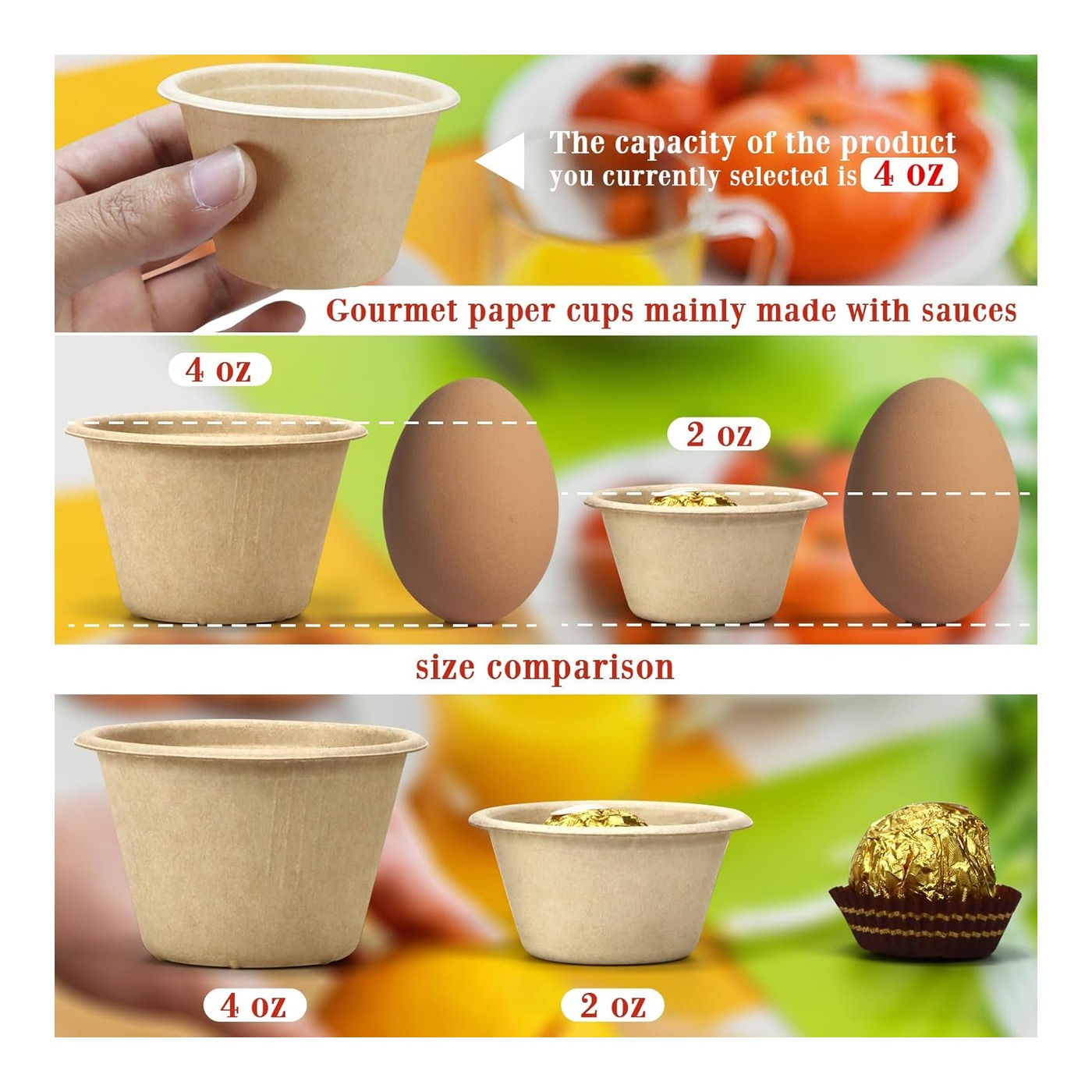 4oz Bagasse Portion Cup Set (Fiber Lids) thumbnail 2