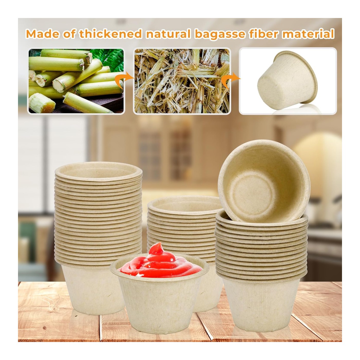 4oz Bagasse Portion Cup Set (Fiber Lids) thumbnail 3